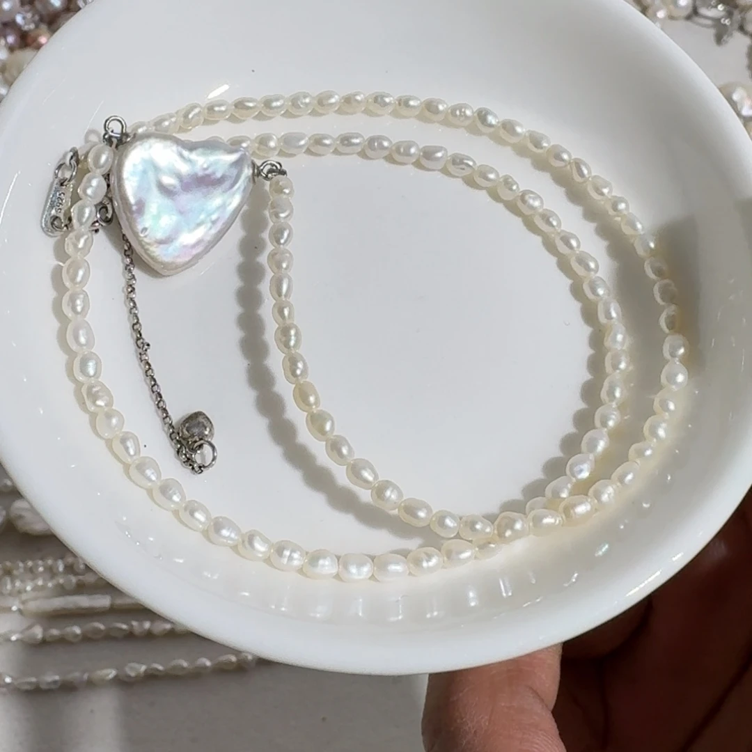 银S925镶嵌颈饰淡水珍珠