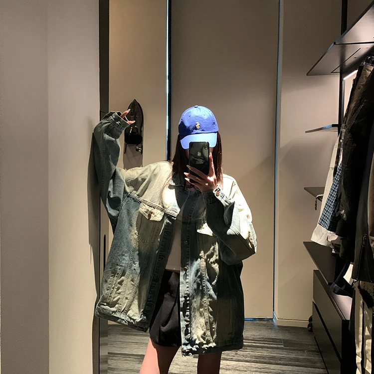 SKK【青苍5折】 巴家同款 美式复古牛仔外套春季新款休闲夹克上衣