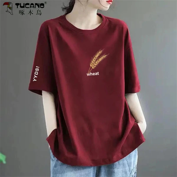 【啄木鳥】高品质纯棉新款印花短袖T恤上衣百搭显瘦打底衫短袖T恤