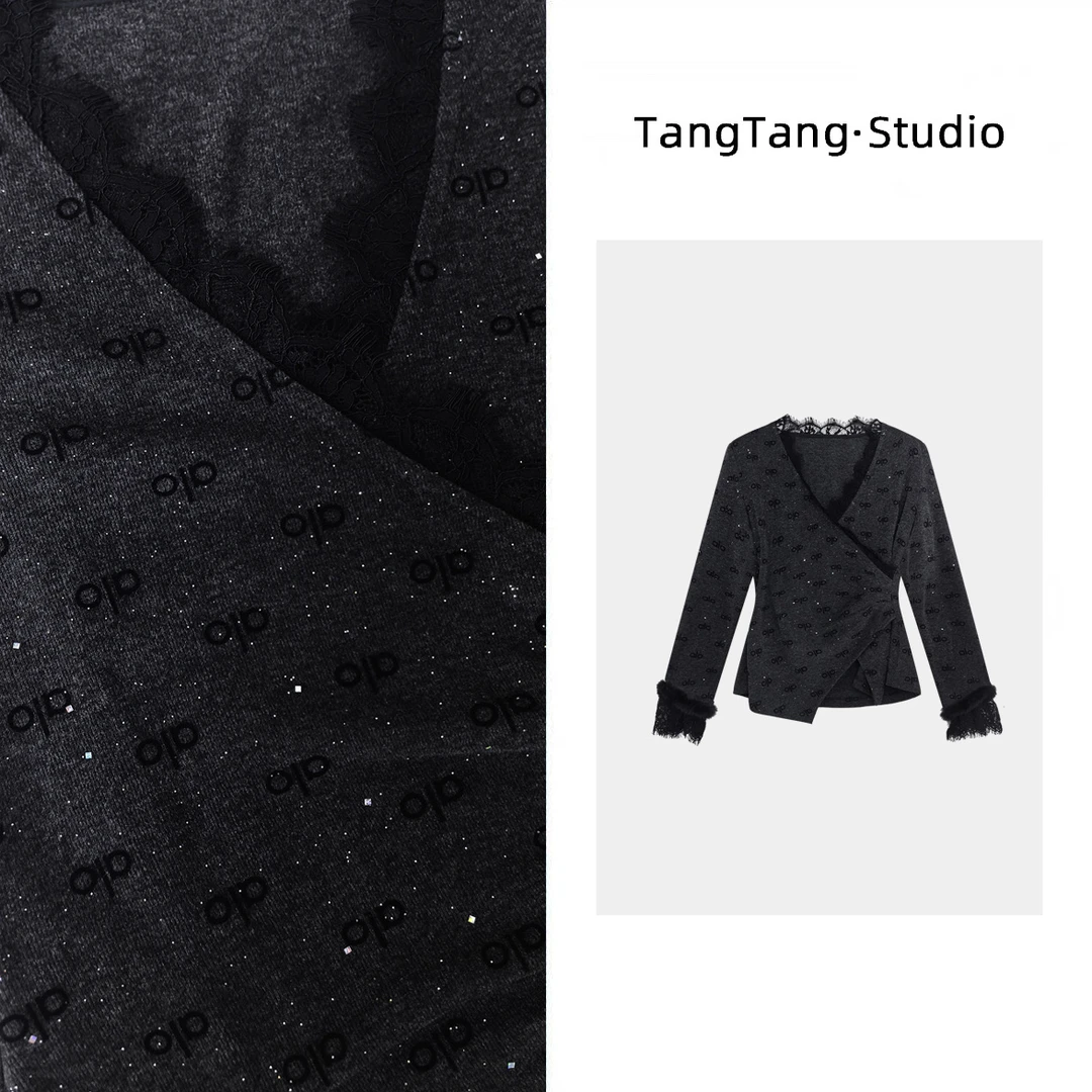 【TangTang·Studio】字母蕾丝上衣高级气质显瘦女装上衣-2511992