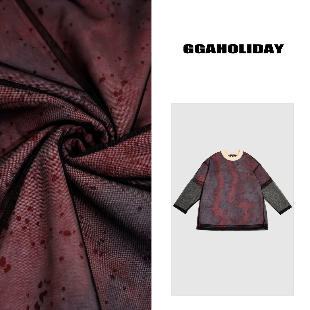 25轻奢高级感美式街头潮流扎染时尚百搭设计长袖T恤 151110