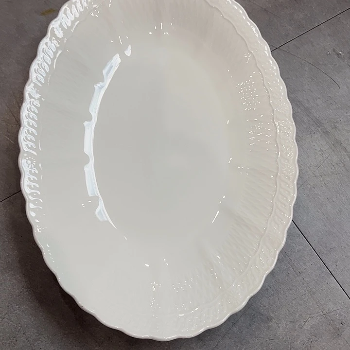 摩****13寸白玉瓷爱丽丝鱼盘