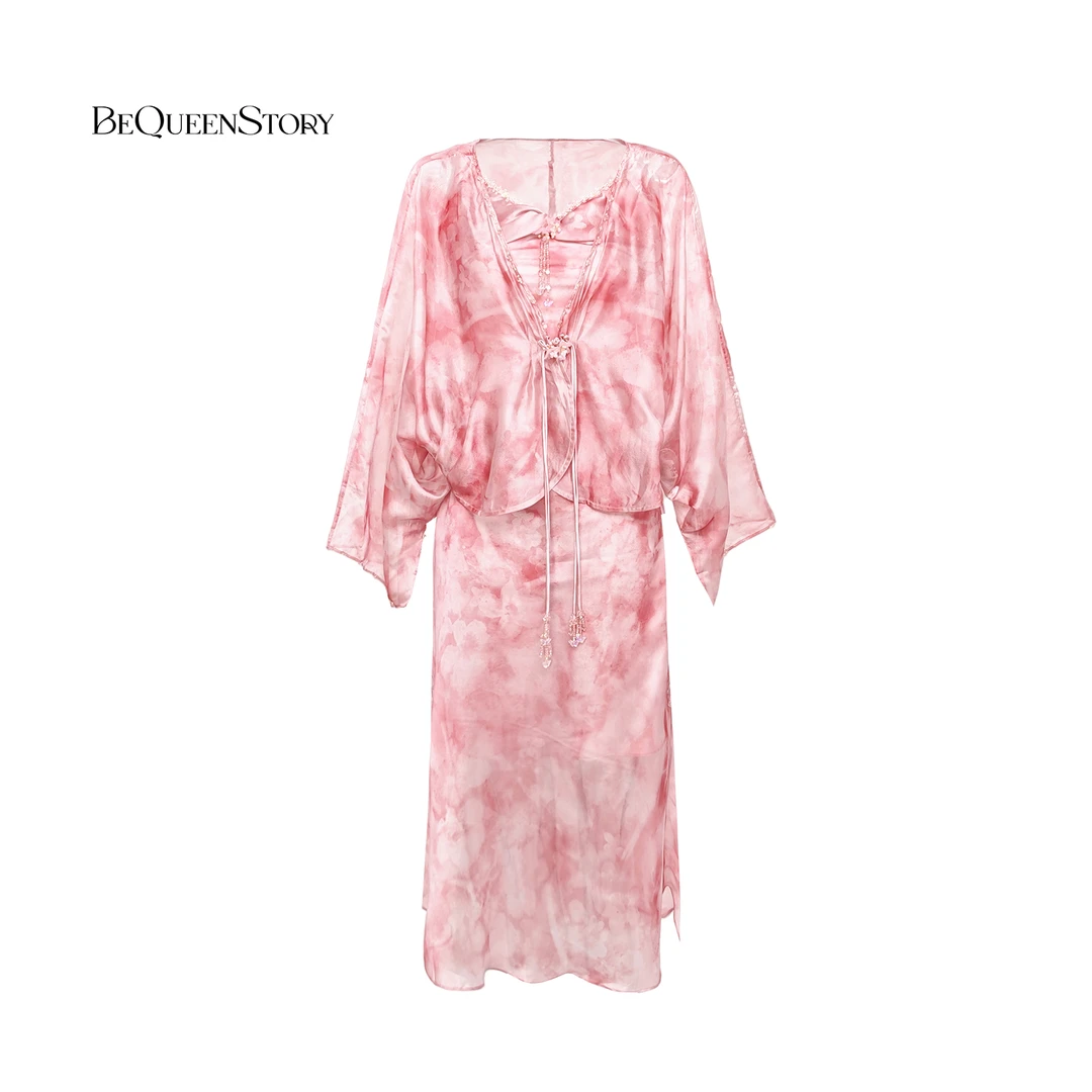 余潇潇【印象桃花源】轻奢小众有设计感V领吊带连衣裙2025夏