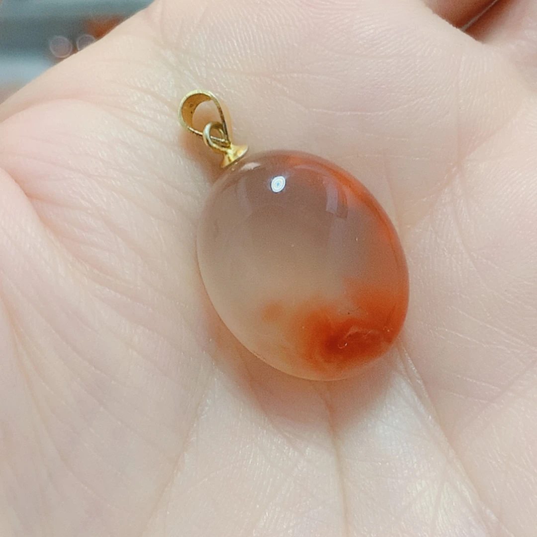 南红玛瑙银S925镶嵌吊坠(不含链)