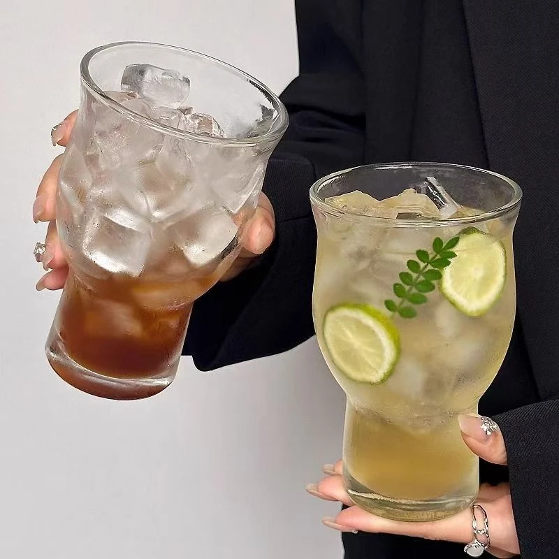 【到手四只】ins风400ml宽口杯超大容量玻璃杯饮品果汁杯冷饮杯$