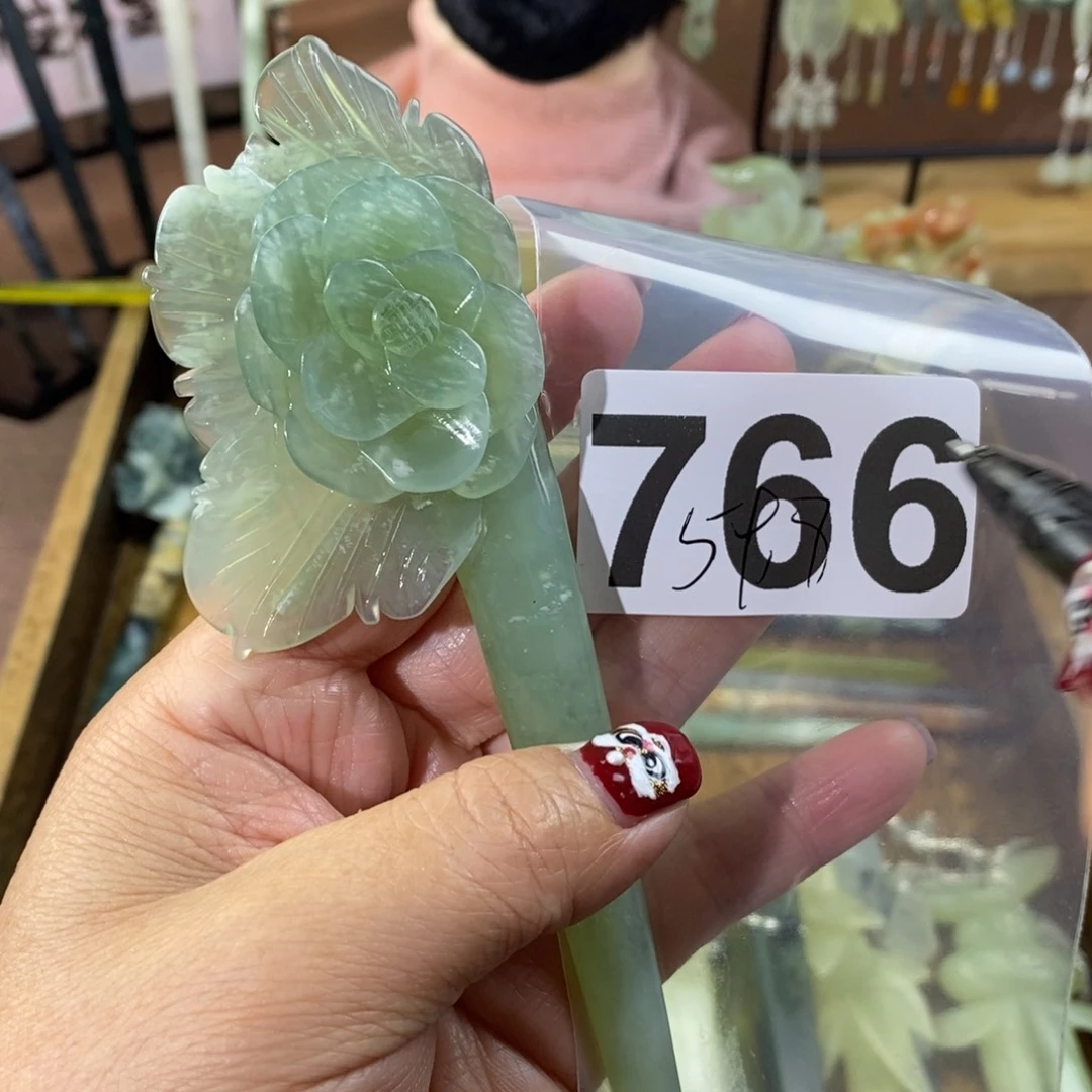 蛇纹石玉玉簪合金平*