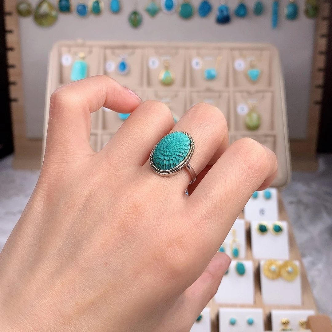 绿松石戒指银S925镶嵌