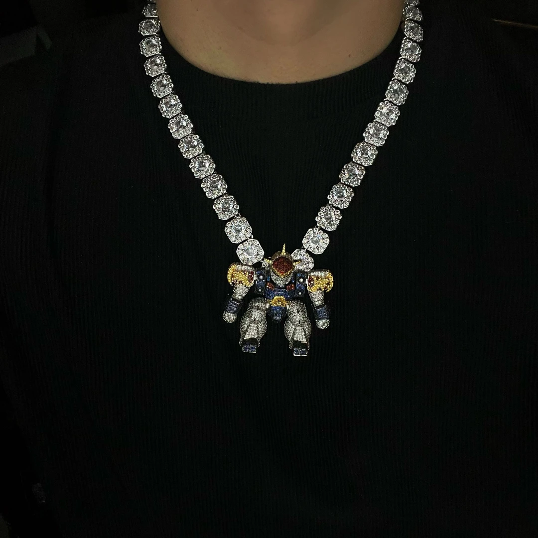 铜亚克力项链 BP 满钻爆闪神龙机甲斗士