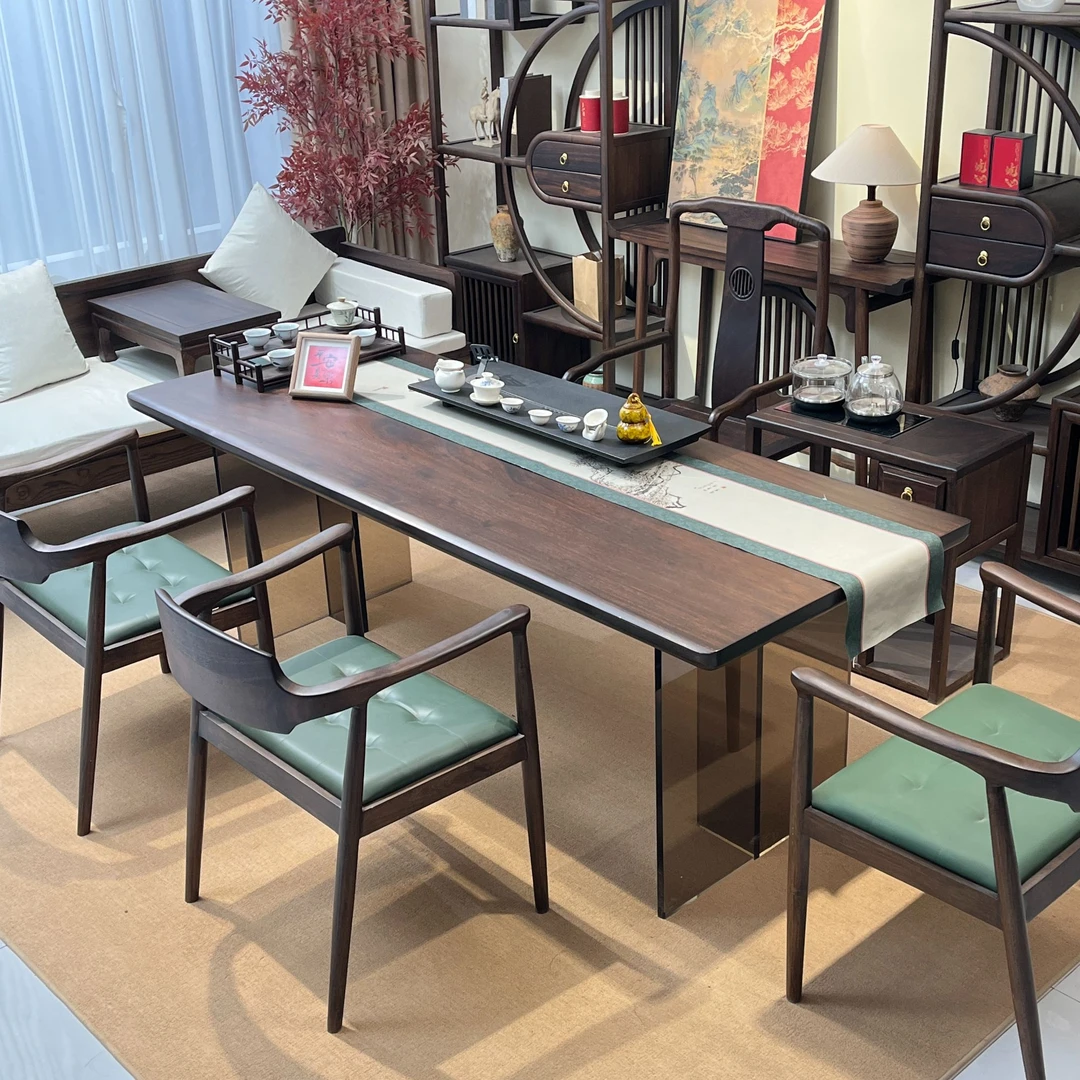 黑胡桃木云舒茶桌茶台一整套亚克力茶桌客厅家用家具茶几