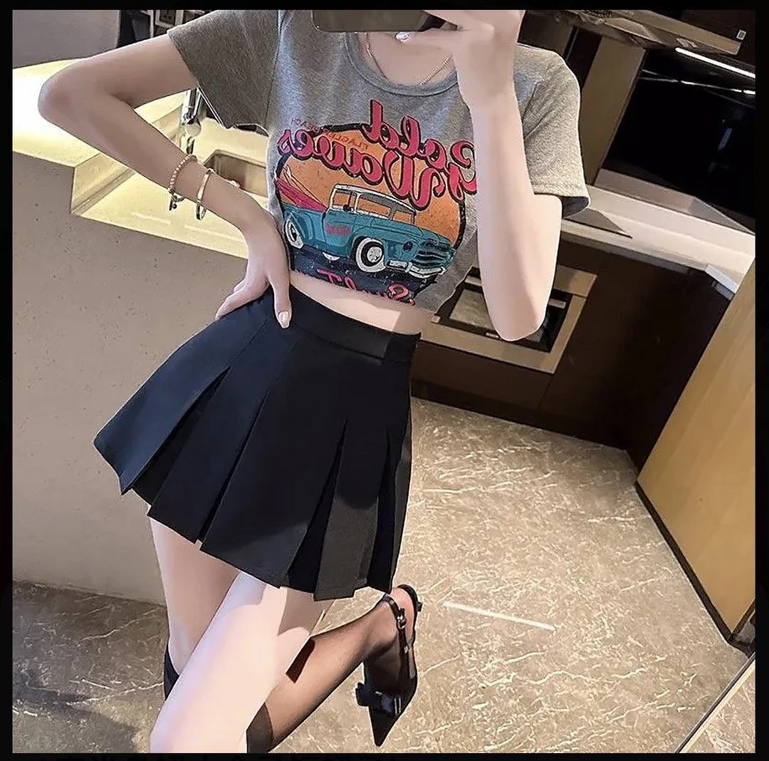 【芳芳私服】高品质西装面料百褶半身裙高腰显瘦短裙A字