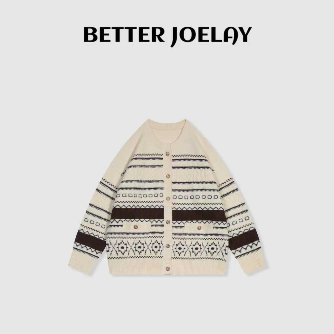 BETTER JOELAY-【绣纹图腾】时尚简约百搭毛衣开衫款慵懒风LL6285