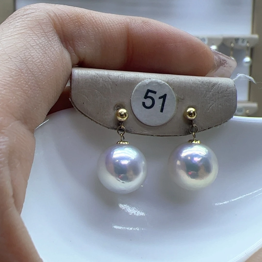 淡水珍珠耳饰18K金镶嵌