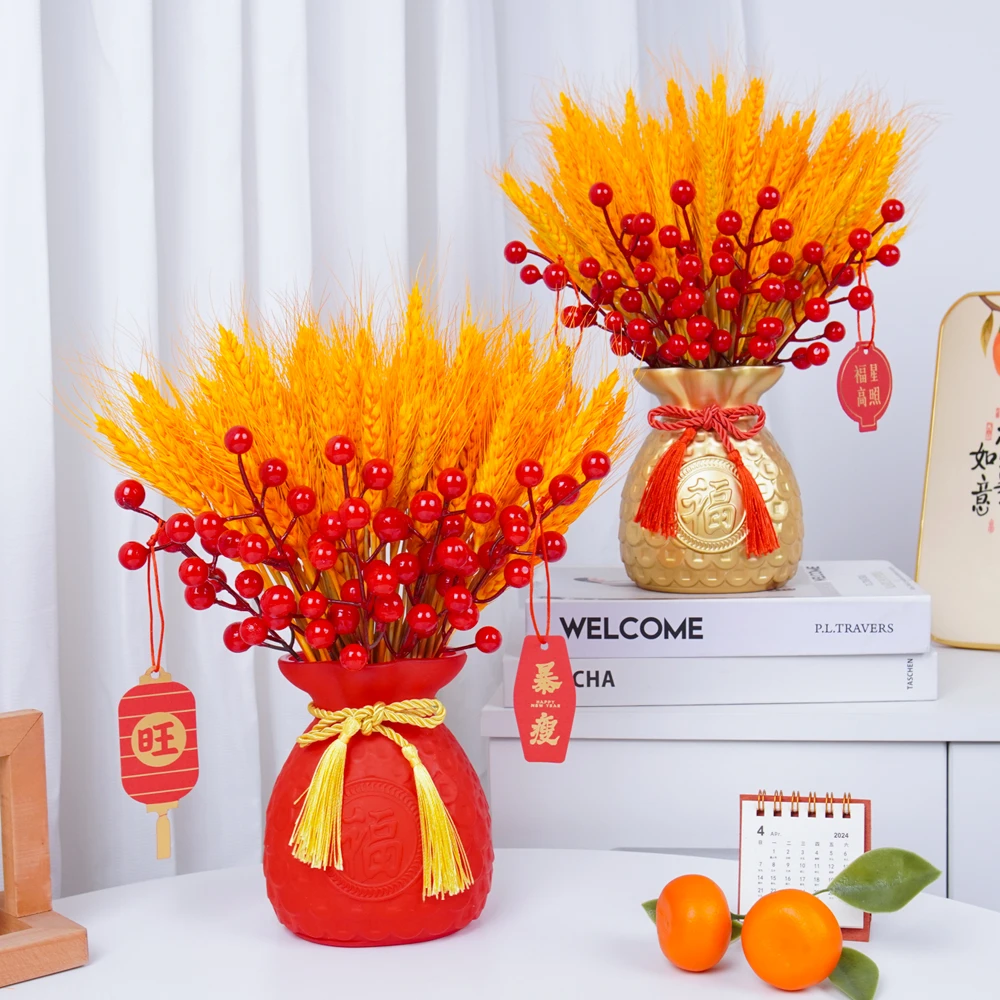 【年宵花卉】黄金麦穗仿真假花客厅餐桌干花花束插花瓶摆件乔迁结婚