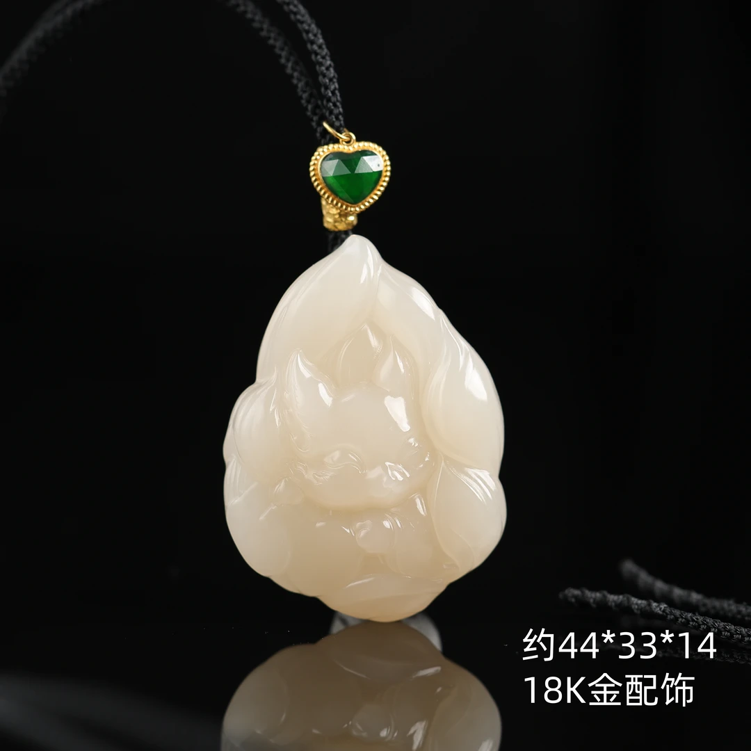 本真 | “遇贵人”严选精品和田玉高色藕粉九尾吊坠