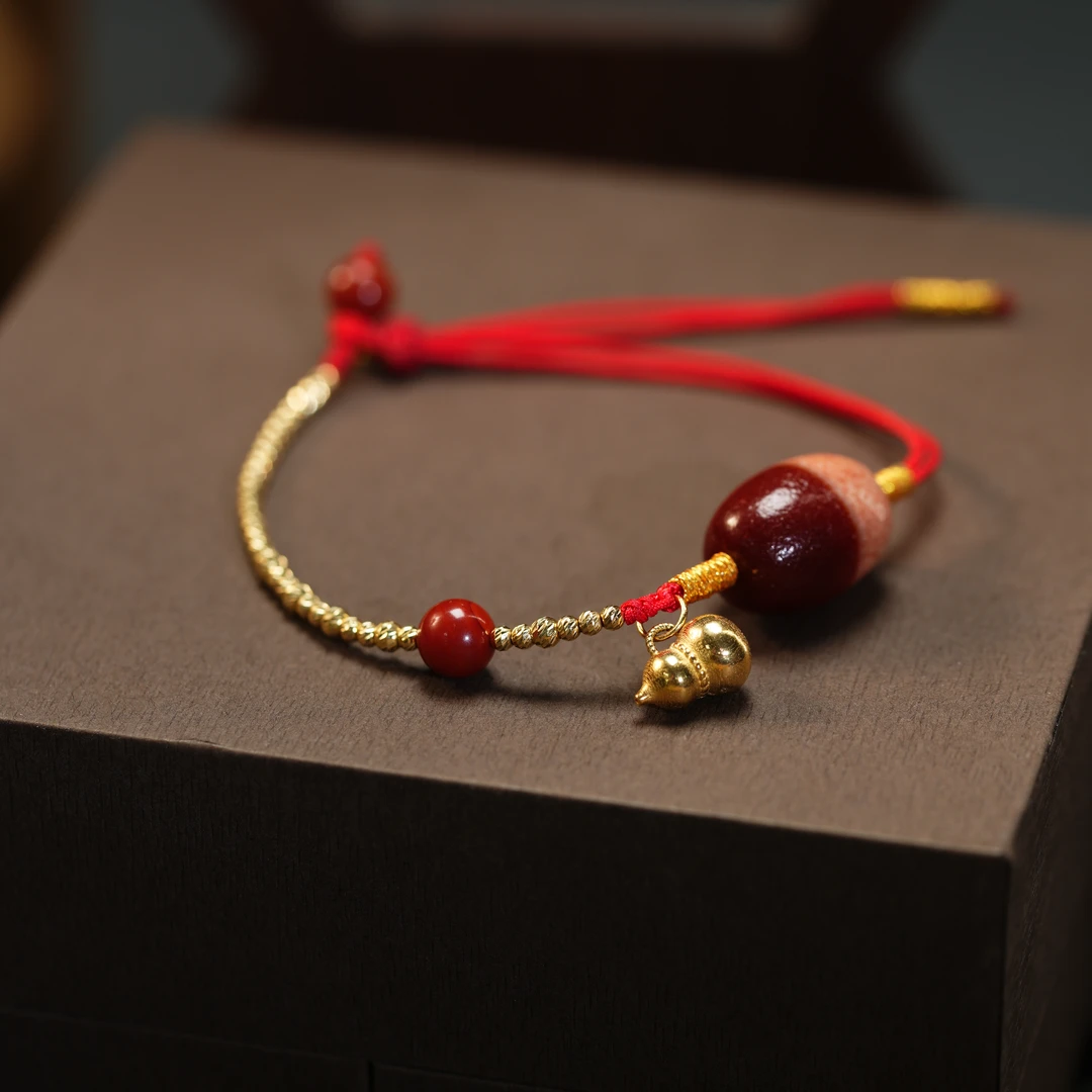 【东方十八岁】【池梦鲤】玛瑙18K金设计款小红绳手绳多样性发其一