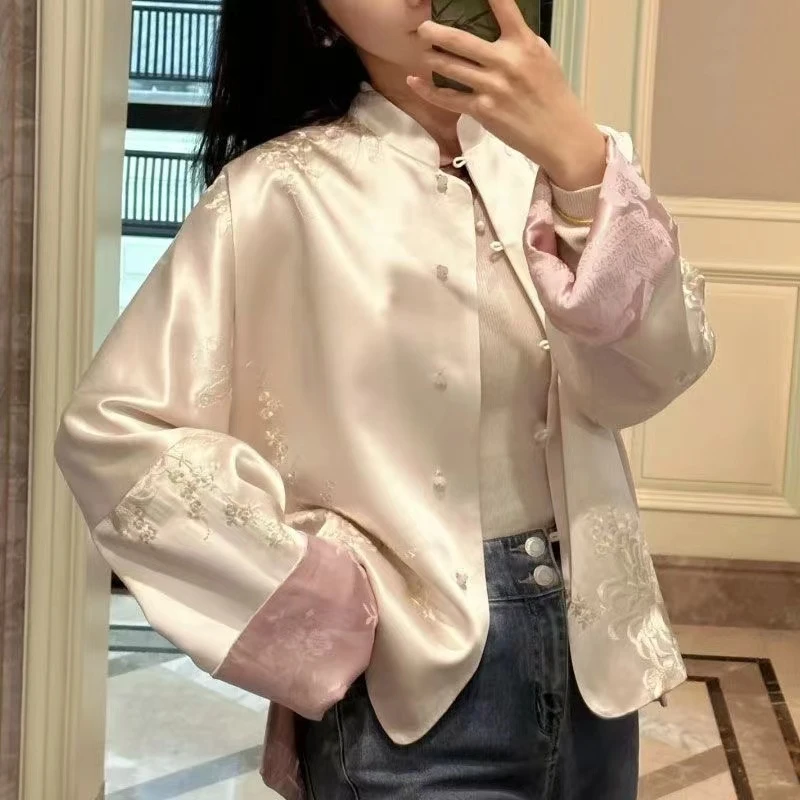 新中式国风春款外套女2025新款高端缎面重工绣花复古唐装上衣7751