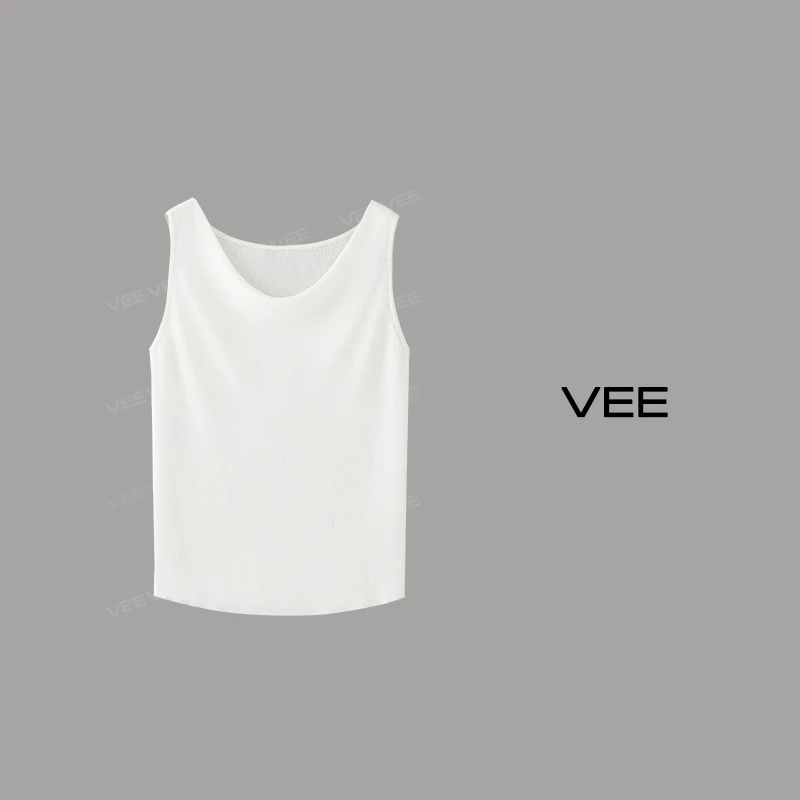 短视频VEE【随心自在】新款34支16针荡领无袖修身针织背心