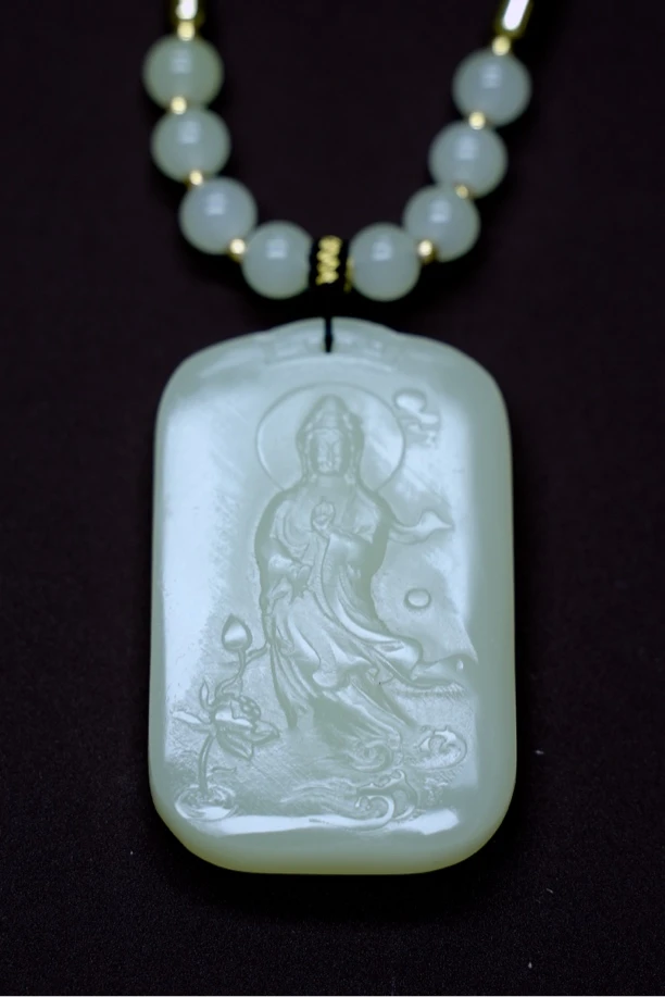 和田玉御龙观音吊坠25号