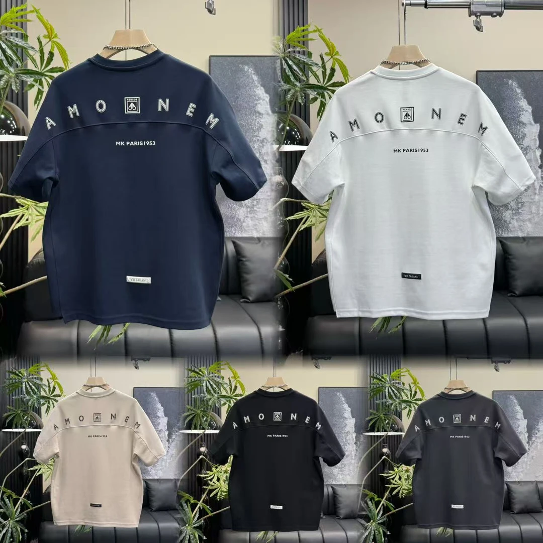 秋季新款时尚结构设计款简约字母加厚半袖男士短袖88116