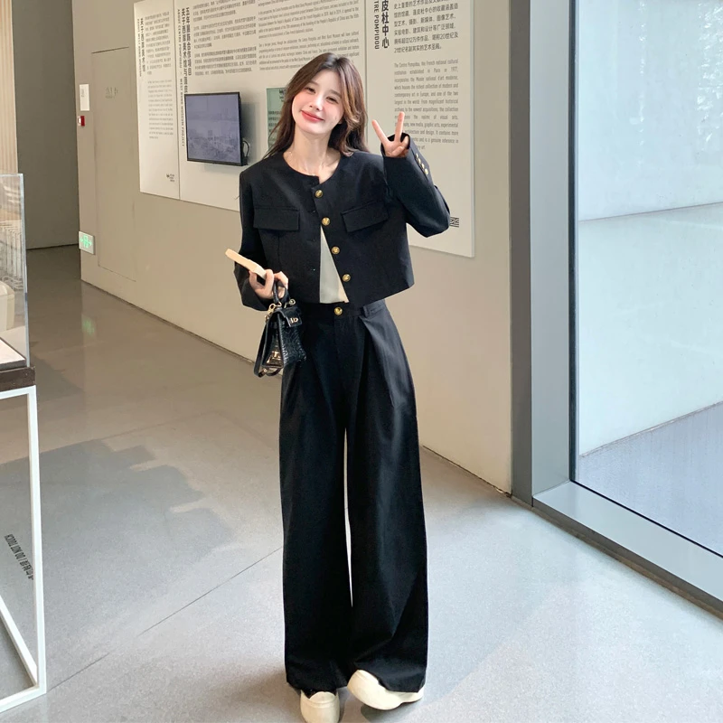 氛围感套装裤女2025早春新款小众韩系松弛感轻熟风显瘦百搭两件套