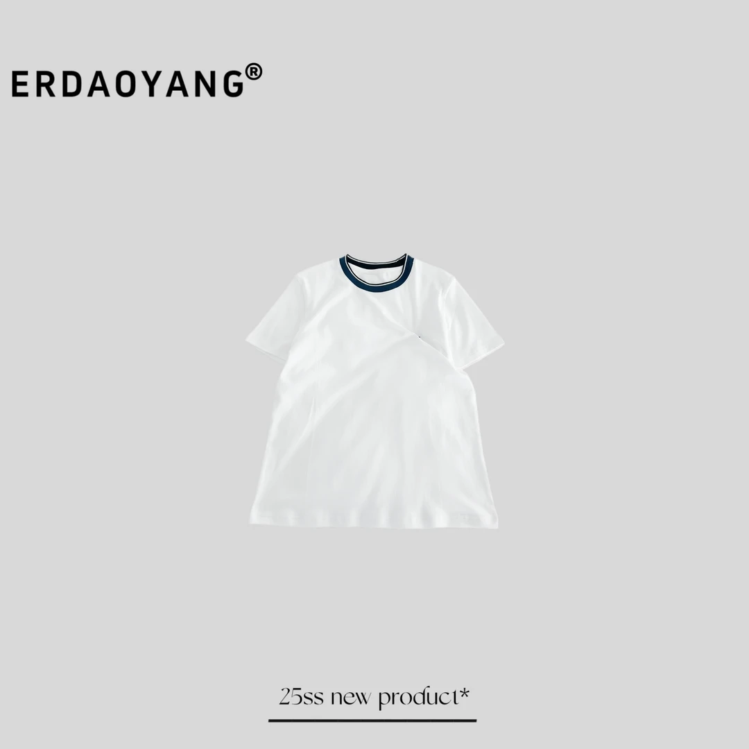 ERDAOYANG "巴家经典" 夏季新款刺绣拼色圆领短袖DXA045