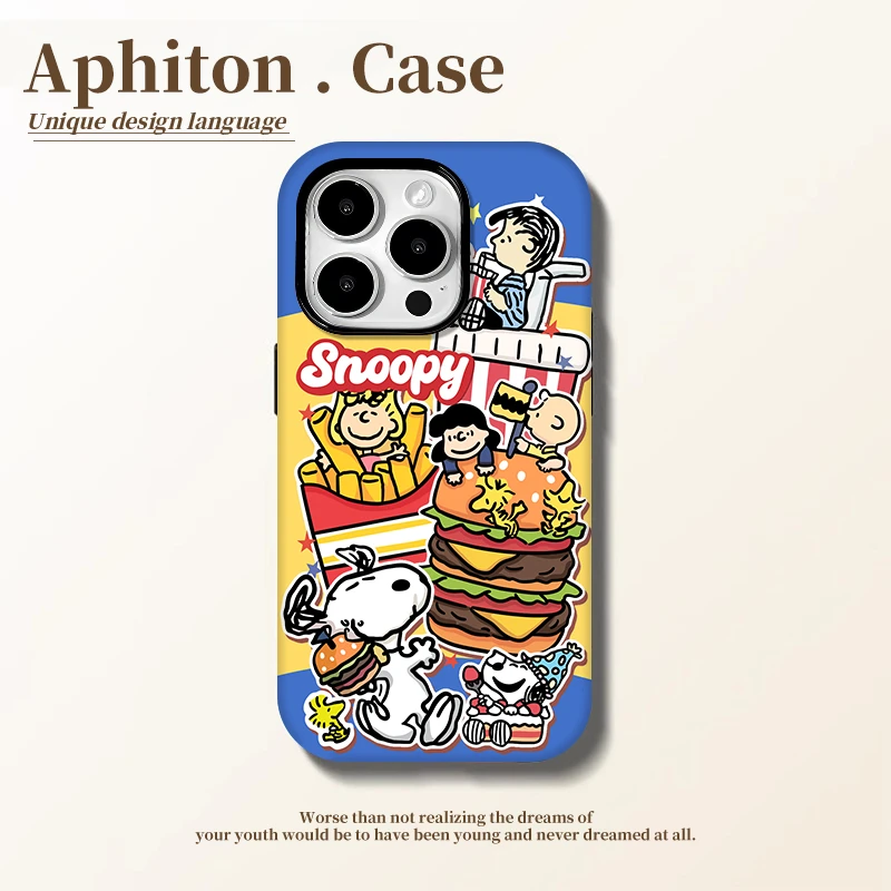 SMBLCE史努比汉堡适用iPhone161514菲林手机壳华为vivo小米oppo套