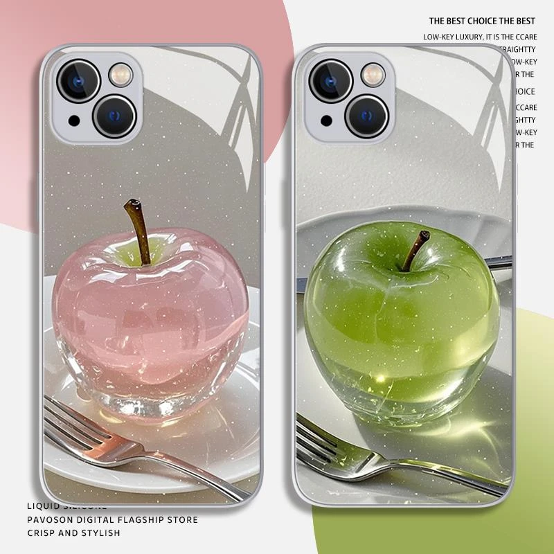 水晶苹果手机壳适用苹果16简约iphone15promax创意14plus小清新16