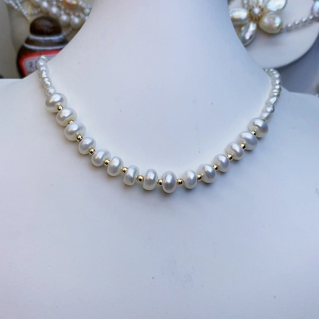 淡水珍珠颈饰银S925镶嵌