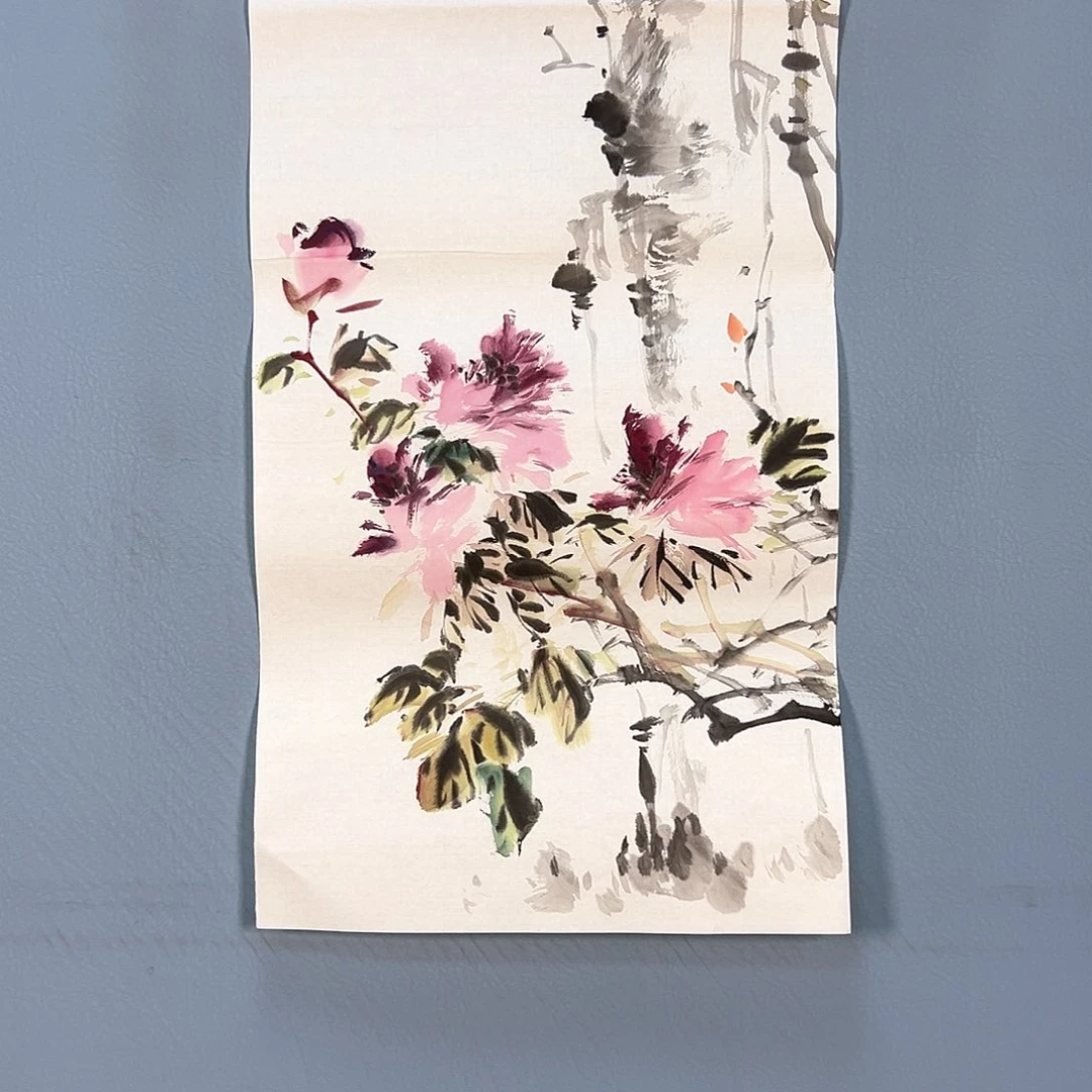 国画683 花鸟和蝴蝶在空中
