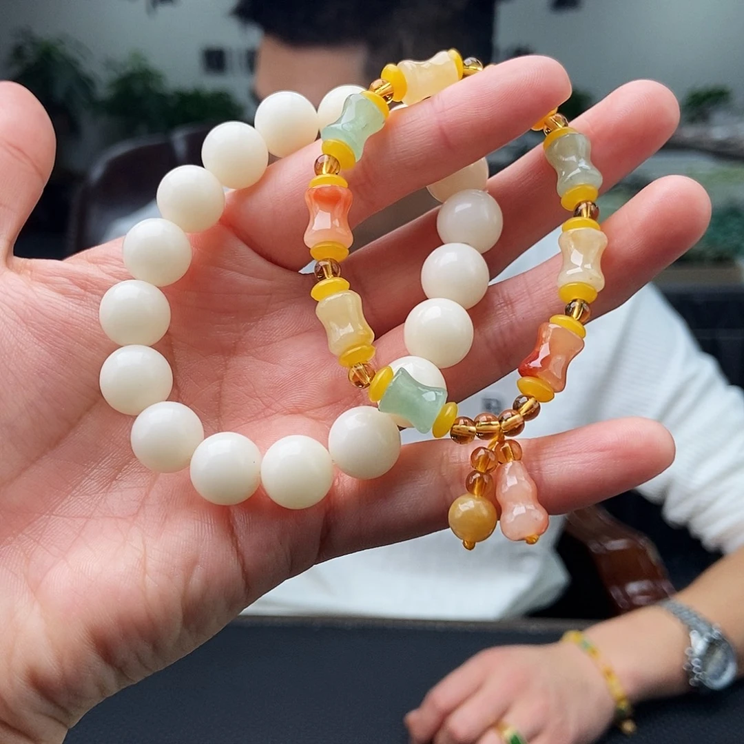 石英质玉（金丝玉）未镶嵌手串 颜色多样性发拍一发一