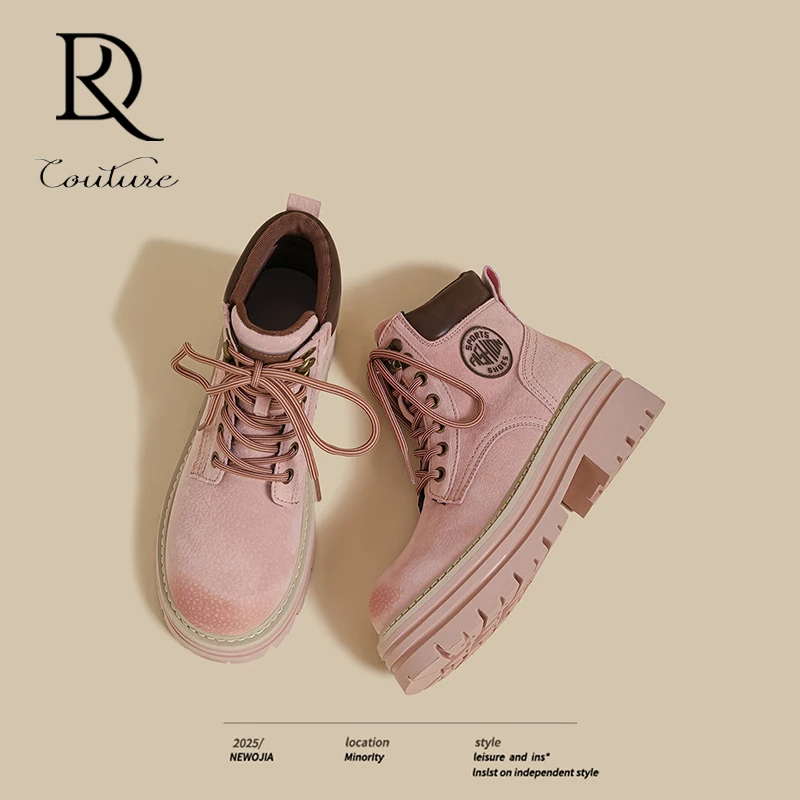 【DR轻奢正品】韩系仙女温柔美搭黄色大黄靴女2025秋冬厚底磨砂英伦