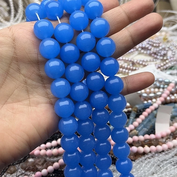 玛瑙/玉髓未镶嵌珠宝半成品一条14mm左右海蓝宝