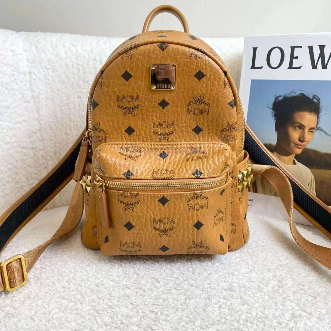 99新 MCM 干邑色mini双肩/ 76404686/代卖服务/12期免息