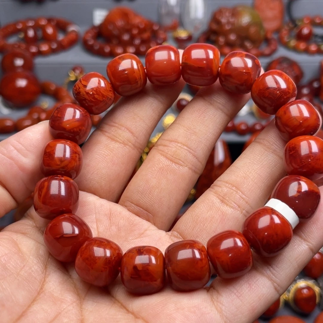 南红玛瑙未镶嵌珠宝奇石单圈13mm