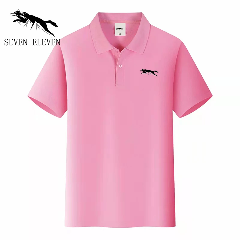 断码狼翻领t恤男士爸爸polo衫新款夏季纯色透气中老年父亲体恤衫