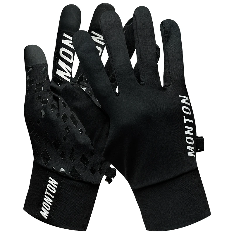 Monton脉腾男女抓绒长指手套边际