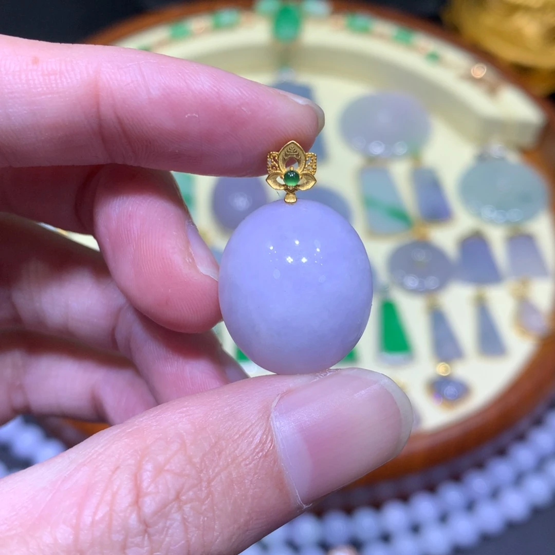 翡翠吊坠(不含链)18K金镶嵌