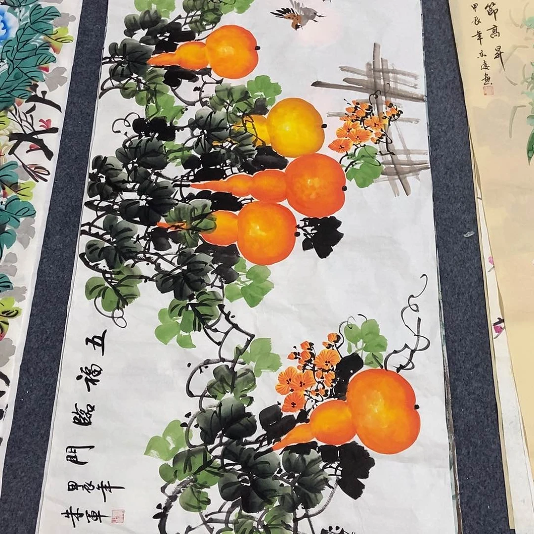 国画四尺葫芦一副