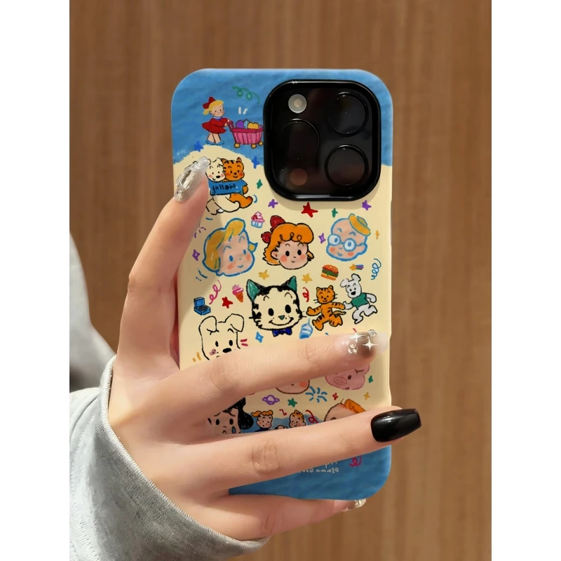 SMBLCE蓝色原田治家族适用iPhone16菲林手机壳华为vivo小米oppo套