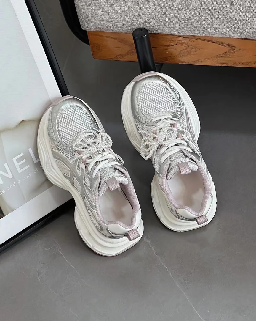 百搭透气皮➕网面老爹鞋