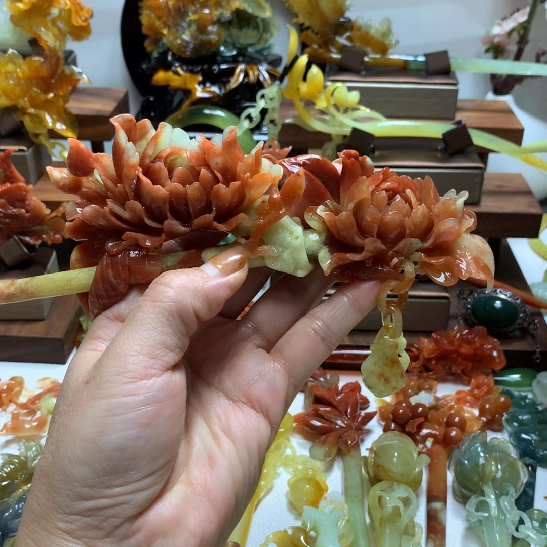 蛇纹石玉发饰未镶嵌耀*