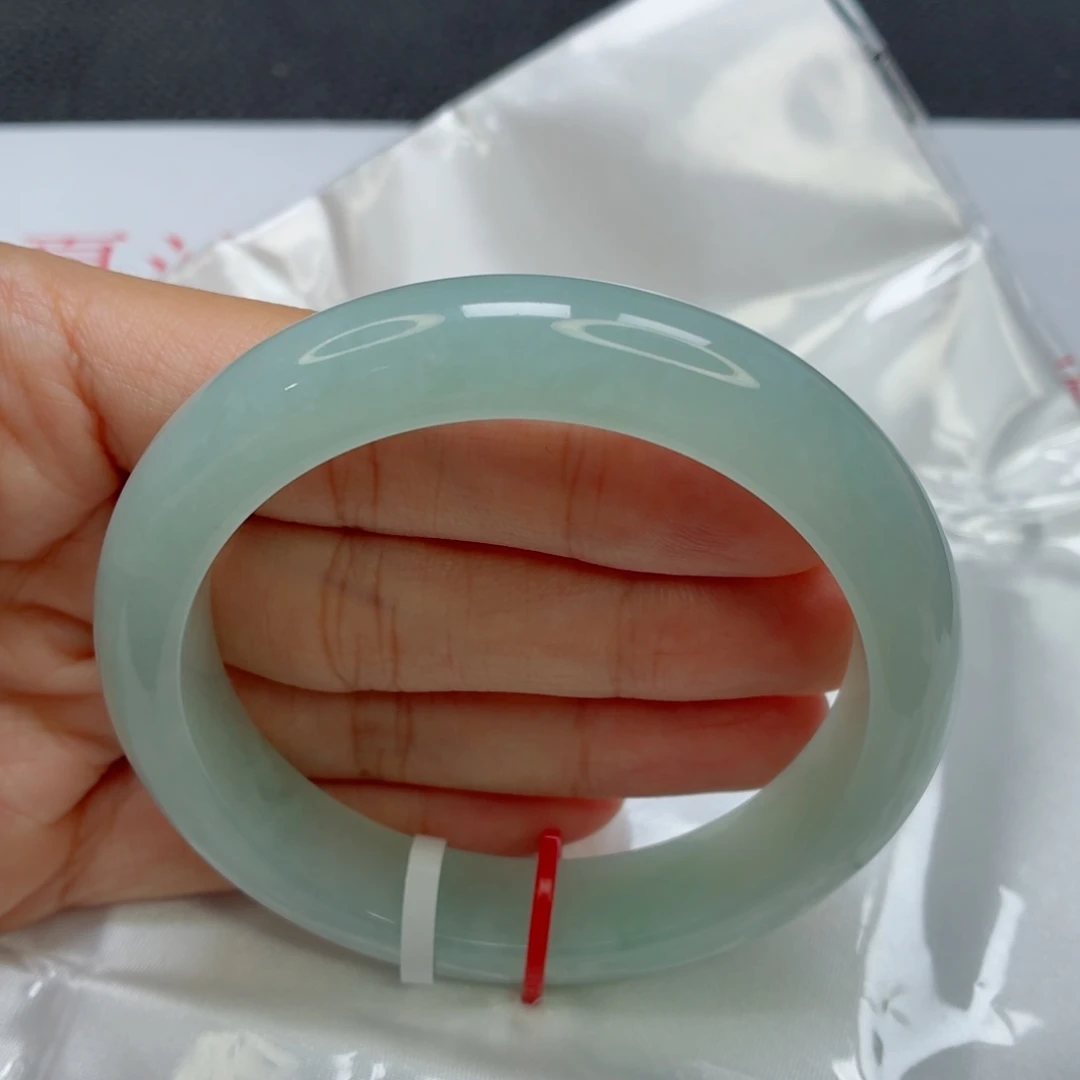 未镶嵌手镯翡翠老坑57圈胶润冰川蓝003