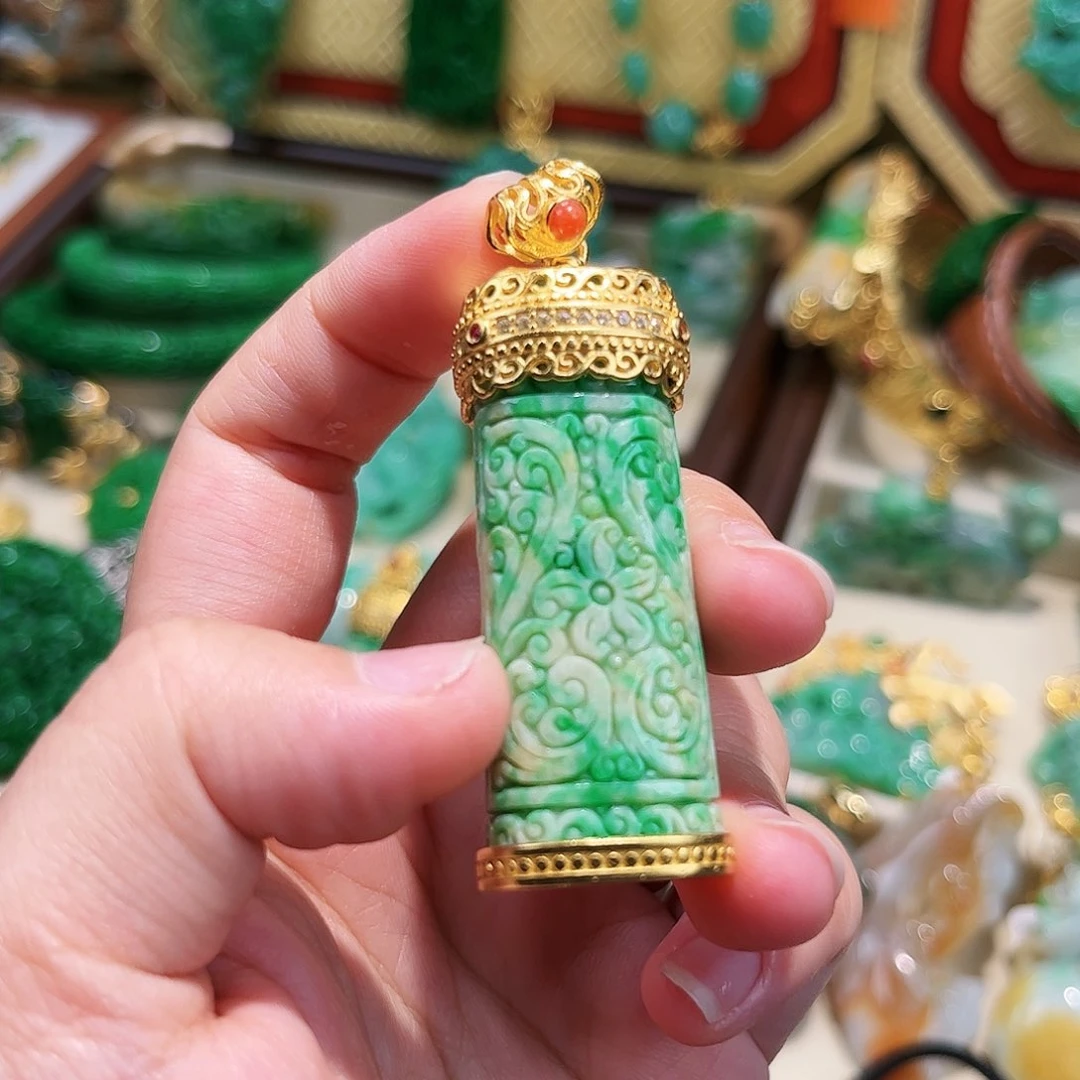 【闪购商品】翡翠银S925镀金镶嵌吊坠(不含链)