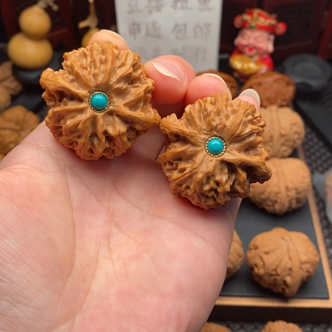 文玩核桃把件镶底苹果园43尺