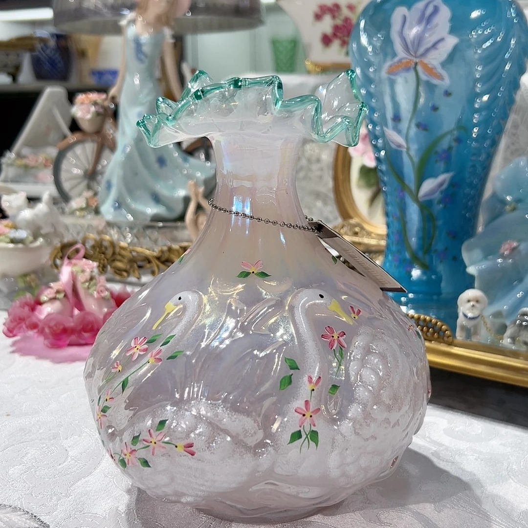 陶瓷琉璃手绘天鹅瓶0043