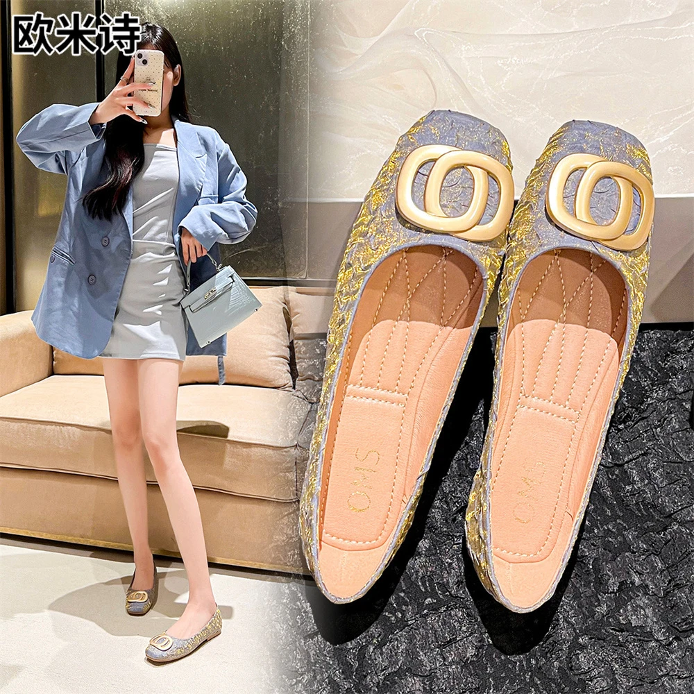 新款百搭小众鞋子女款小单鞋舒适圆头平底鞋妈妈鞋女鞋子