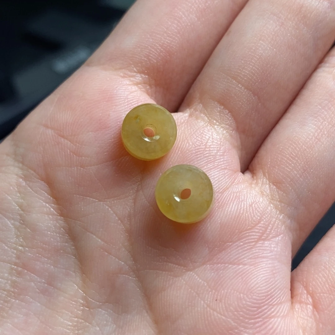 翡翠未镶嵌耳饰黄翡甜甜圈