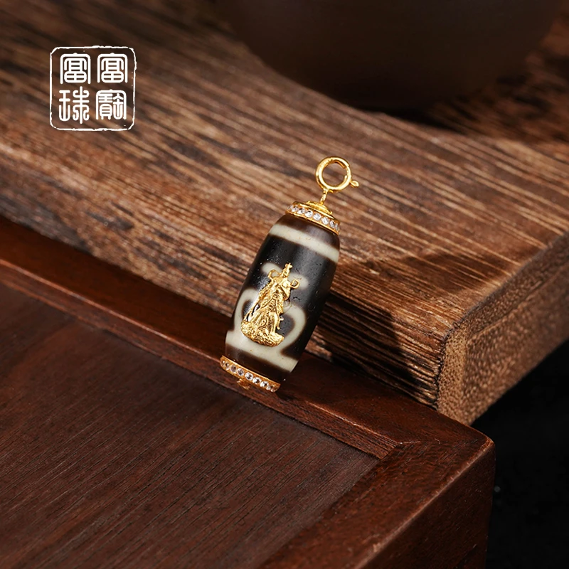 【时运】富富珠宝 玛瑙18k金时尚吊坠 赠绳（天然珠宝多样性发）
