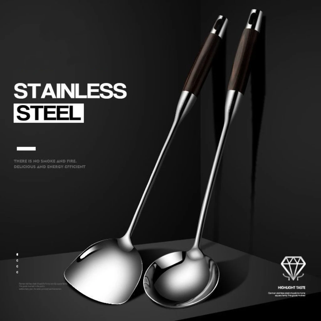 加厚德国316进口锅铲炒菜铲家用厨具勺子炒勺不锈钢锅勺汤勺厨房