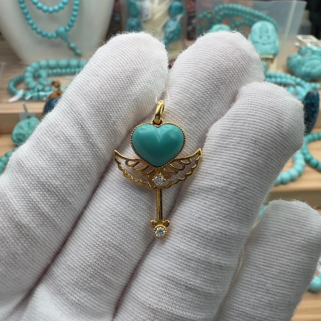 绿松石18K金镶嵌珠宝奇石